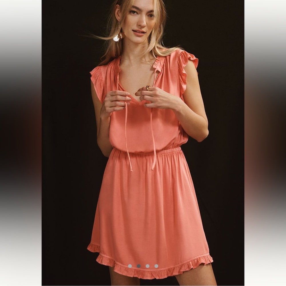 NWT Anthropologie Bella Dahl Ruffled Tie-Neck Dress